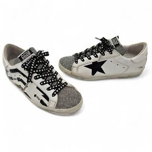 Golden Goose Superstar Sneaker Swarovski Crystal White Black Leather 38 US 8